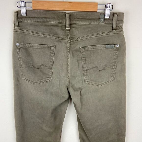 7 For All Mankind Luxe Performance Slimmy Wide-Leg Crop Pant - Brown - Picture 6 of 7